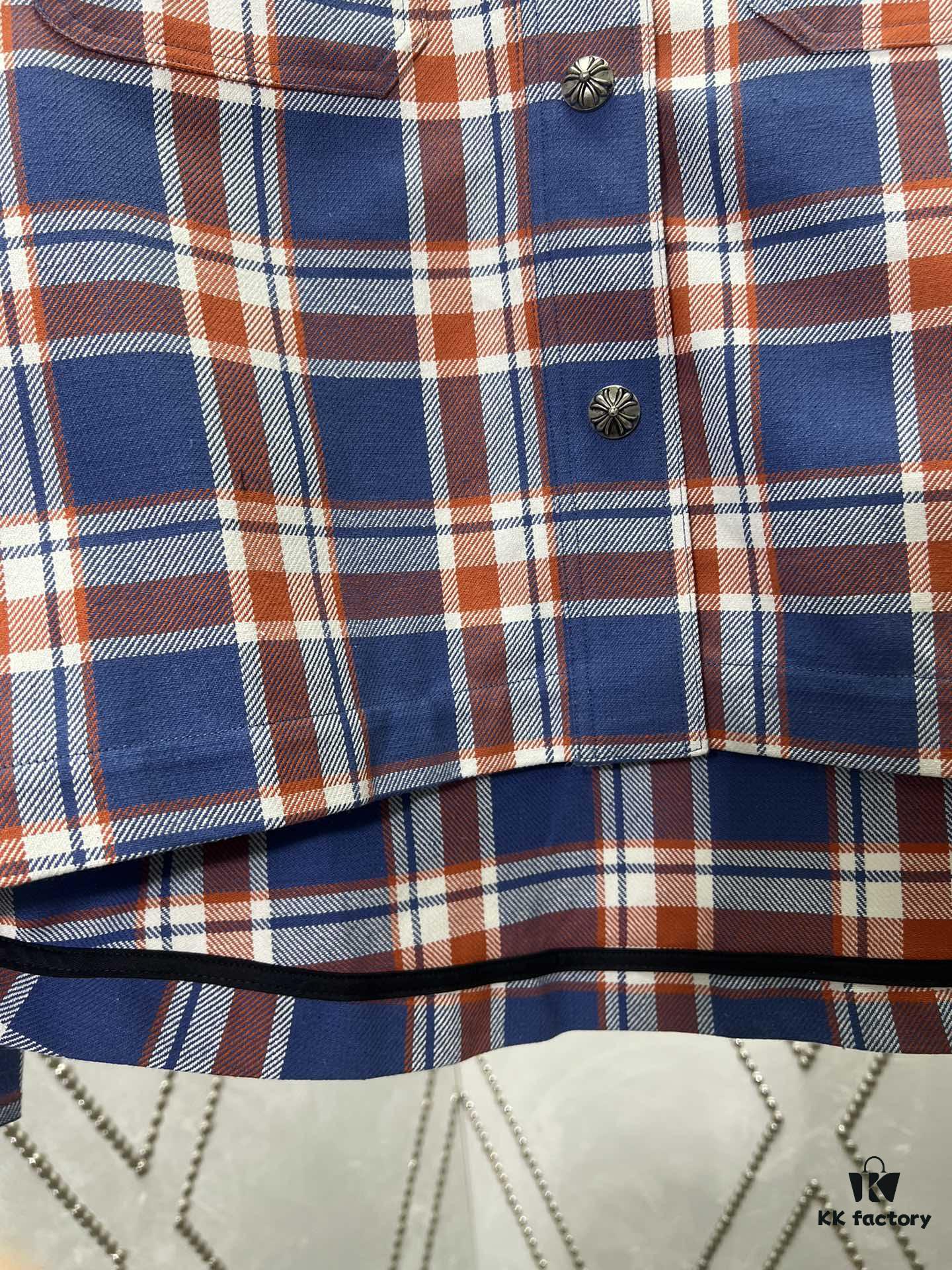 Chrome Hearts 2025 Spring/Summer New Cross Sanskrit Print Plaid Shirt Jacket with Padding Unisex