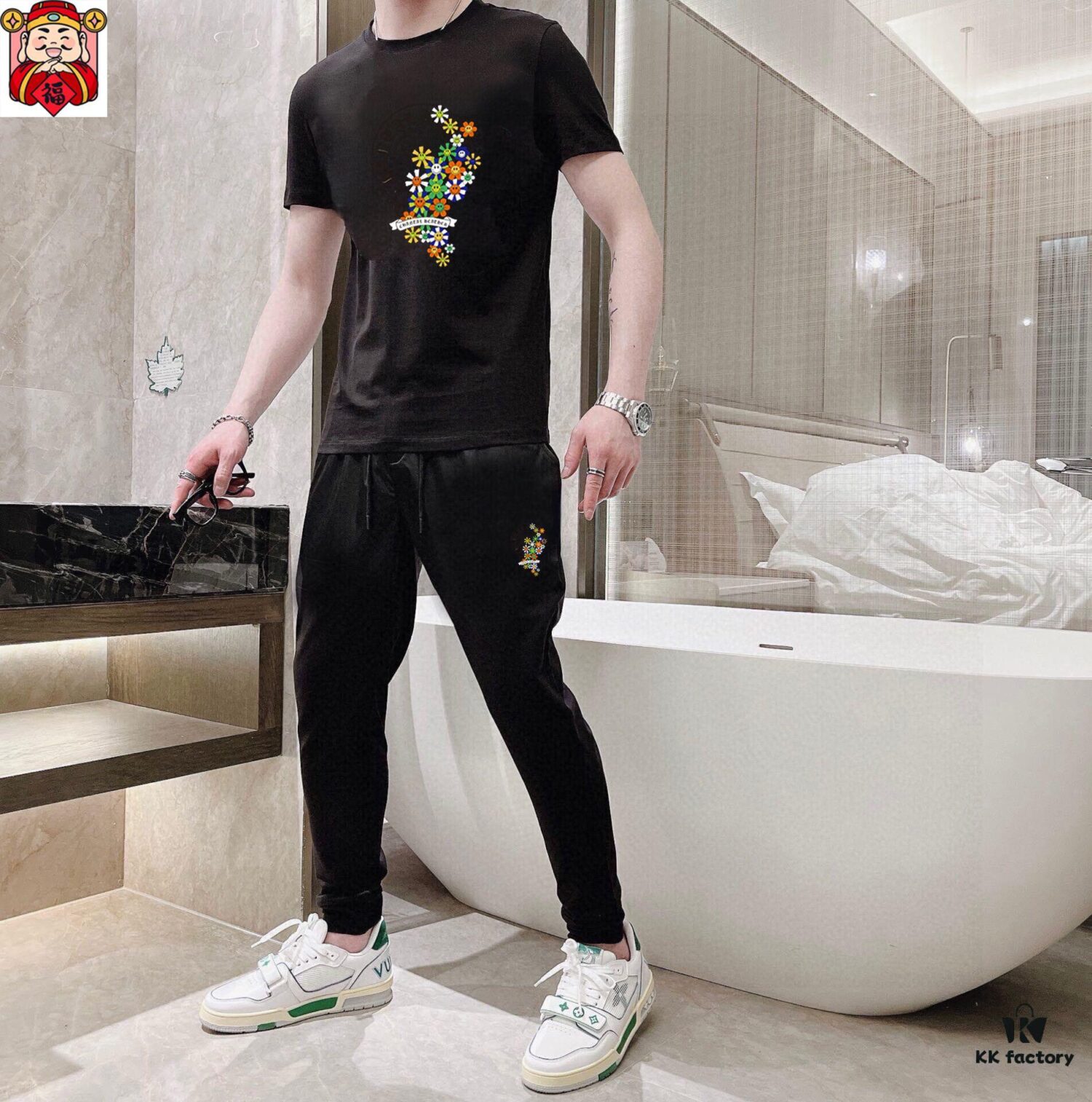 ChampionHearts (Croxxheart) Men's Summer High-Quality Double Mercerized Cotton Suit Set, Imported Premium Fabric, Fashion Trend Style, Simple and Elegant Design with Precision Craftsmanship