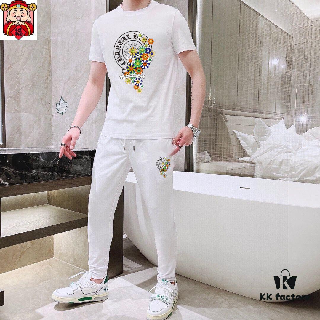 ChampionHearts (Croxxheart) Men's Summer High-Quality Double Mercerized Cotton Suit Set, Imported Premium Fabric, Fashion Trend Style, Simple and Elegant Design with Precision Craftsmanship