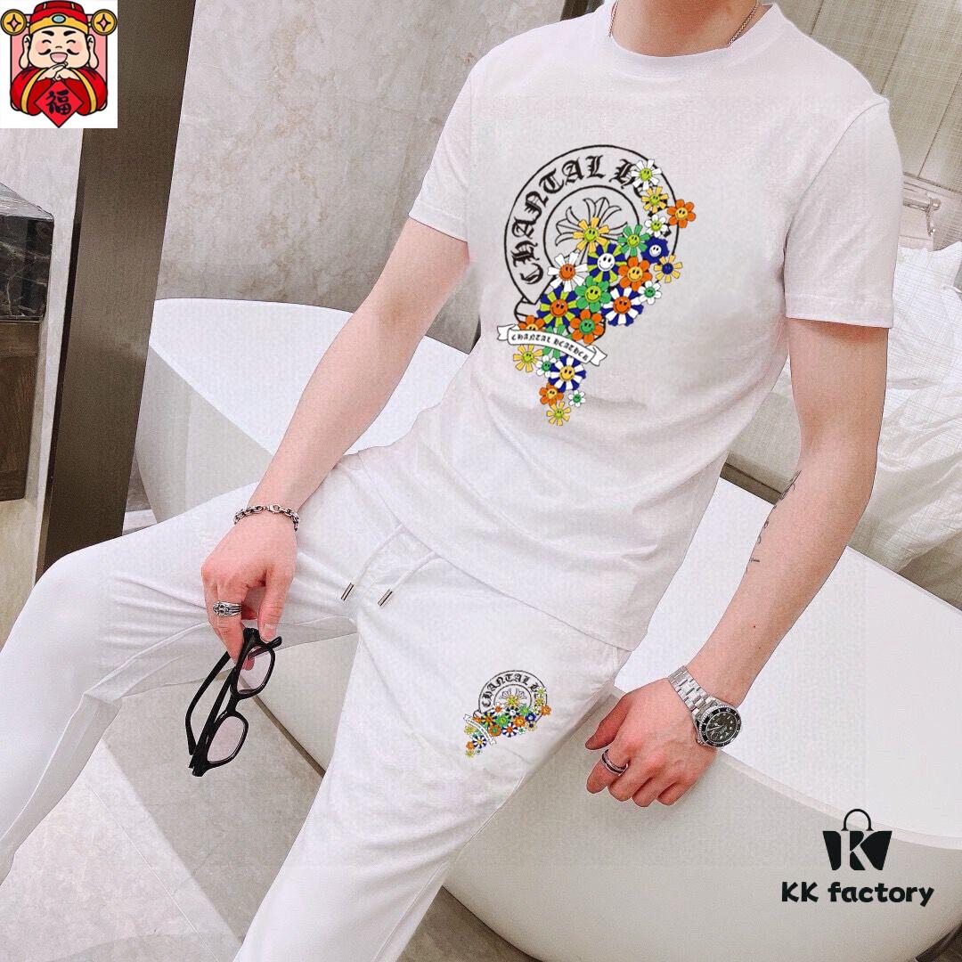 ChampionHearts (Croxxheart) Men's Summer High-Quality Double Mercerized Cotton Suit Set, Imported Premium Fabric, Fashion Trend Style, Simple and Elegant Design with Precision Craftsmanship