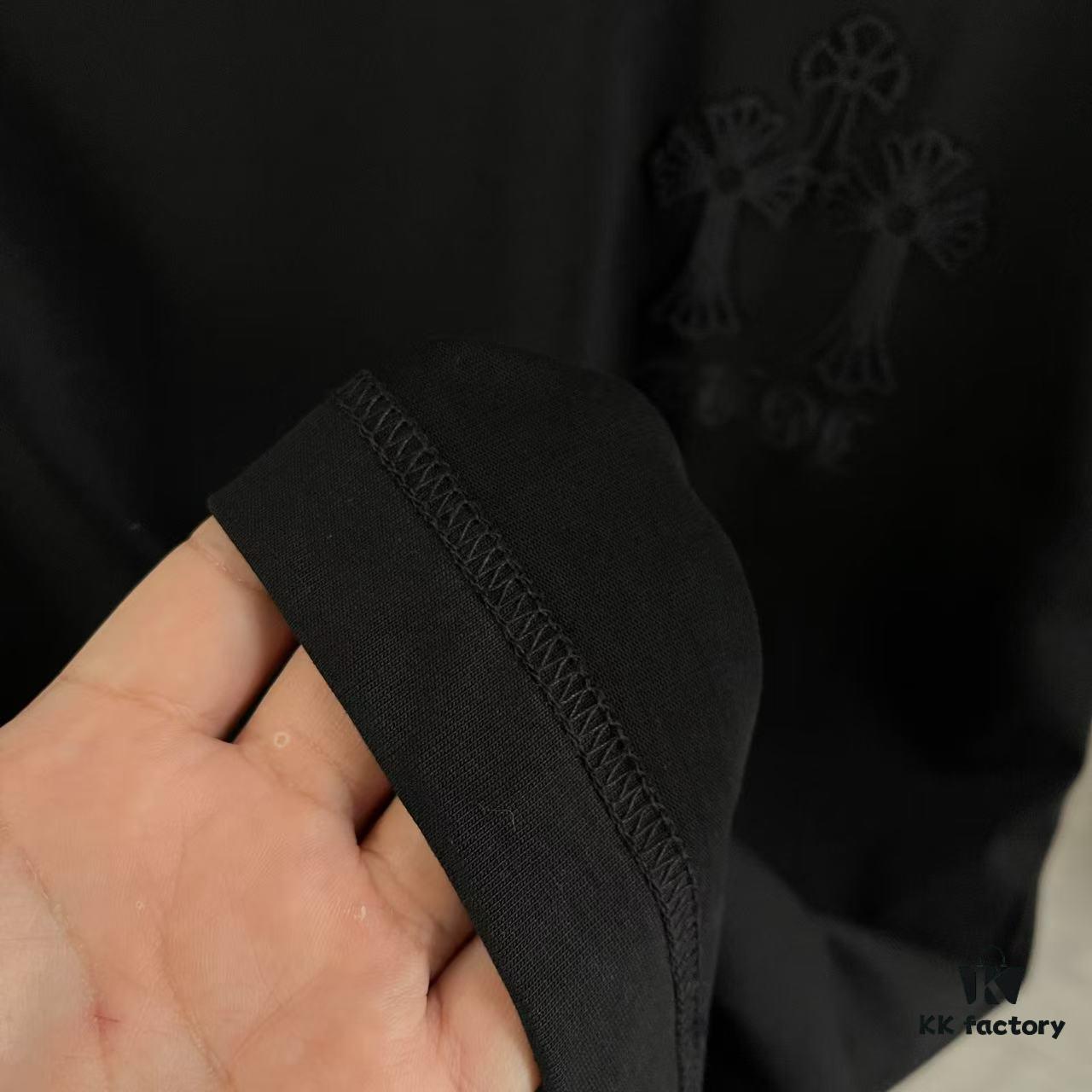 CH Cro * 2025 Summer New Arrival Sanskrit Horse Hoof Cross, Intersecting Vacuum Embroidery Short Sleeve T-Shirt, Custom 300g Fabric, Unisex Design