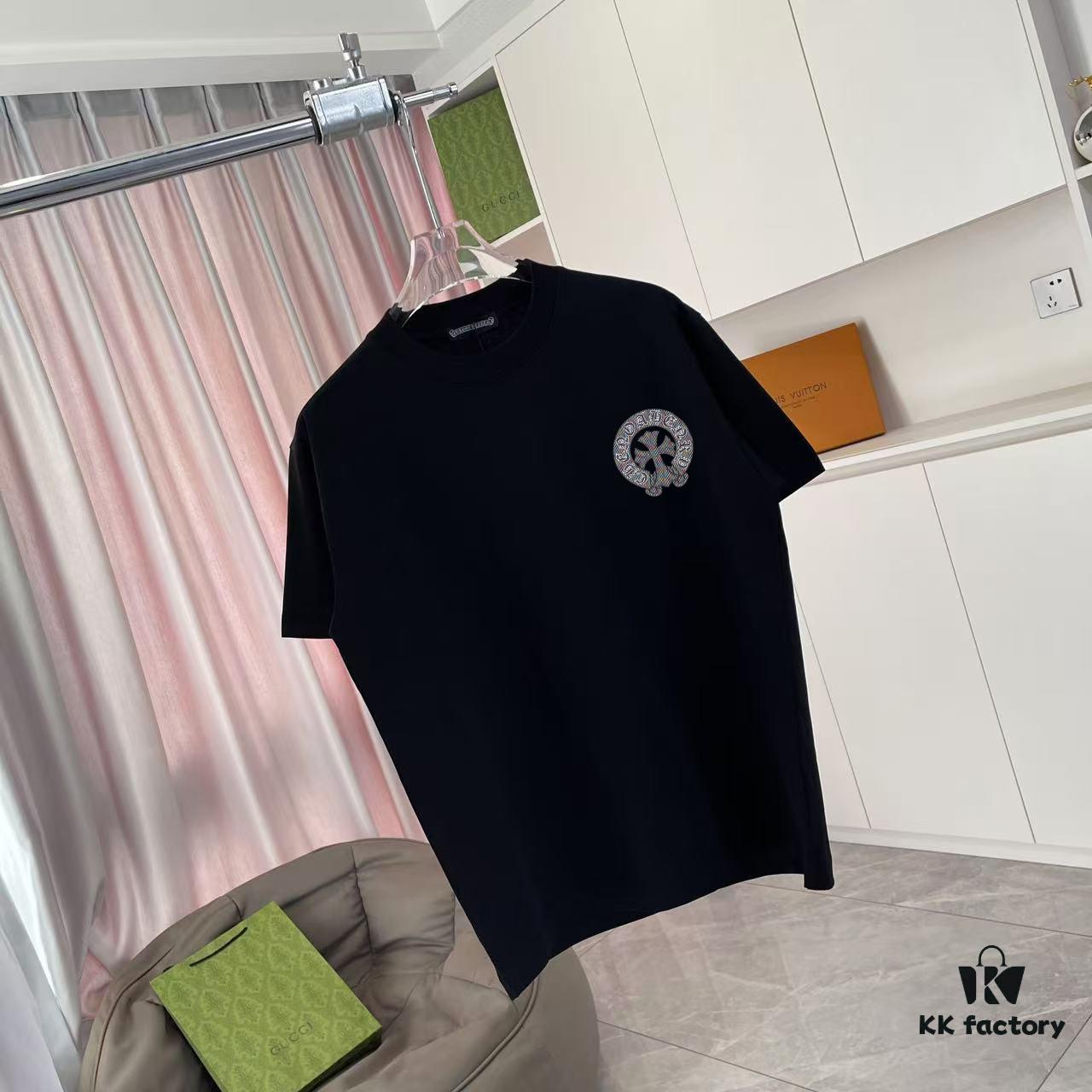 Ch Kro *2025 Summer New Arrival Buddhist Mantra Cross Horseshoe Print Short Sleeve T-Shirt Custom 300g Fabric Unisex