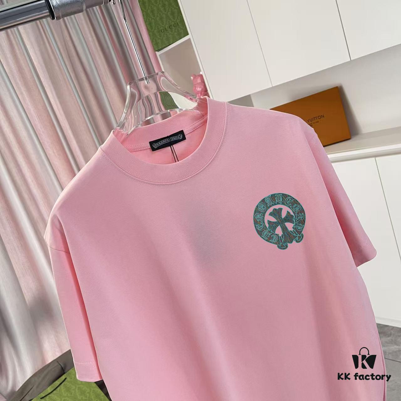 CH Crochet 2025 Summer New Arrival Buddhist Mantra Cross Horseshoe Print Short Sleeve T-Shirt Custom 300g Fabric Unisex