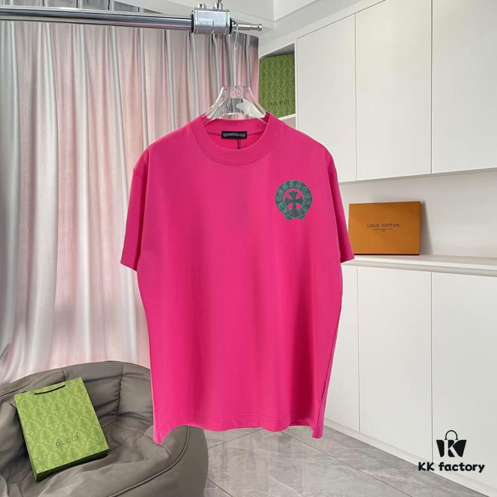 Ch Kro *2025 Summer New Arrival Buddhist Mantra Cross and Horseshoe Print Short Sleeve T-Shirt Custom 300g Fabric Unisex