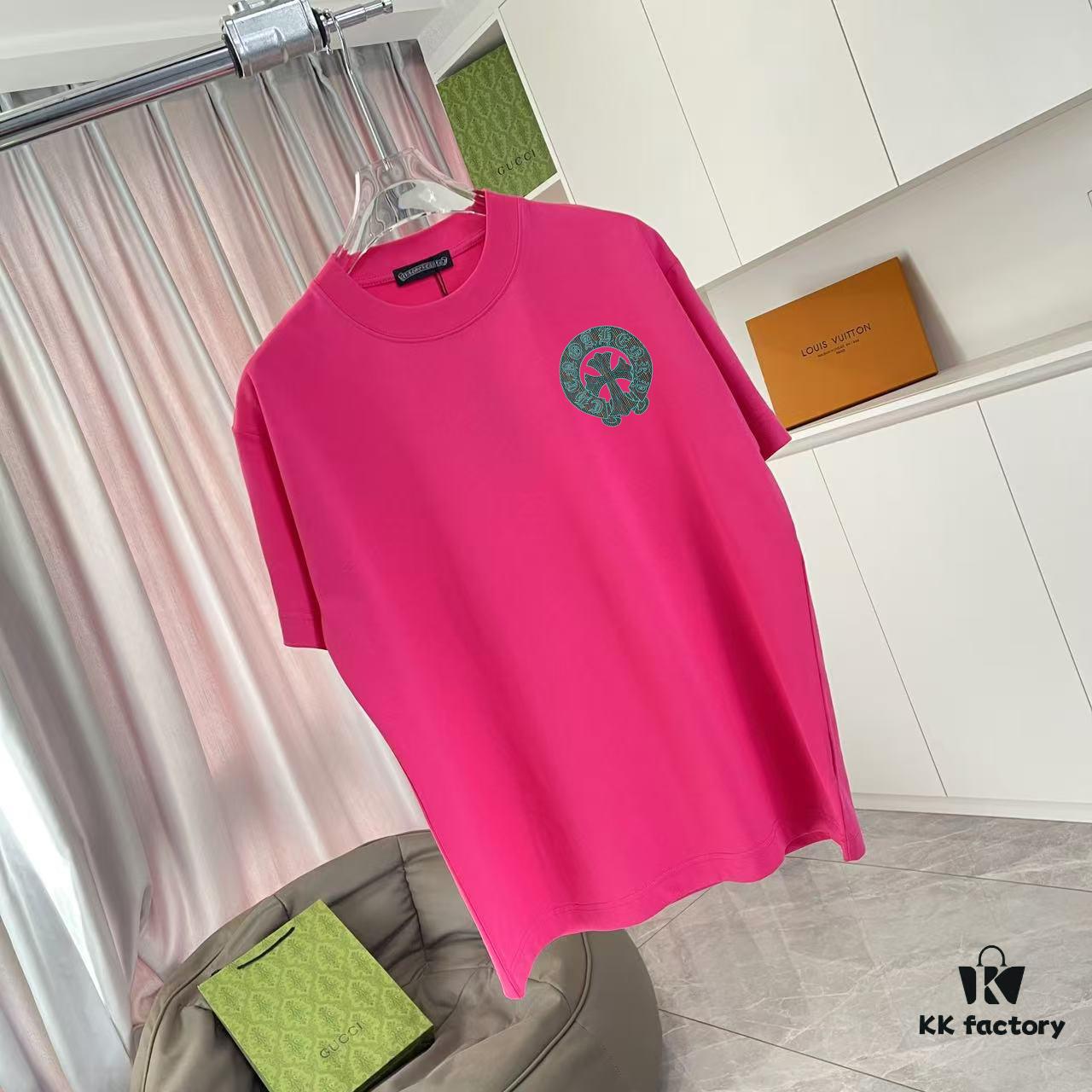 Ch Kro *2025 Summer New Arrival Buddhist Mantra Cross and Horseshoe Print Short Sleeve T-Shirt Custom 300g Fabric Unisex