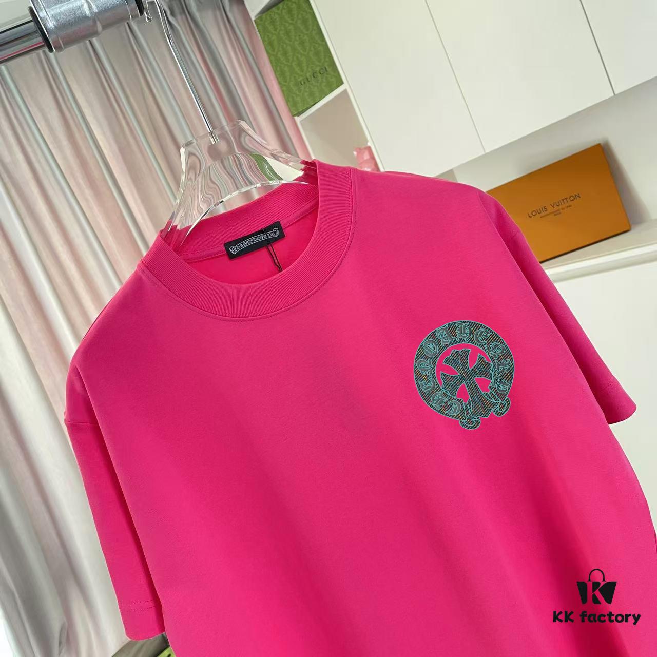 Ch Kro *2025 Summer New Arrival Buddhist Mantra Cross and Horseshoe Print Short Sleeve T-Shirt Custom 300g Fabric Unisex