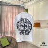 CH Crochet 2025 Summer New Arrival Buddhist Scripture Cross and Horseshoe Print Short Sleeve T-Shirt Custom 300g Fabric Unisex
