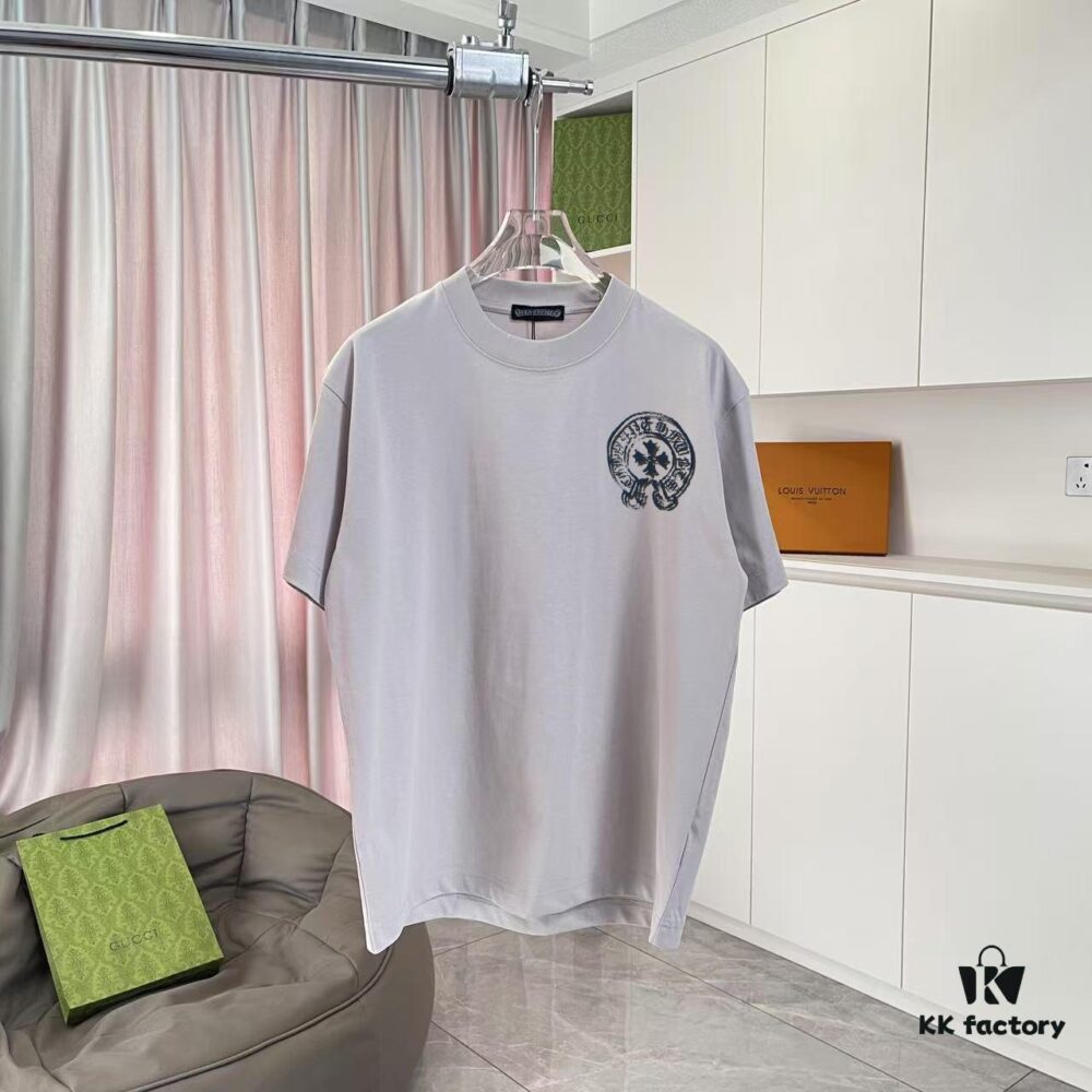 CH Crochet 2025 Summer New Arrival Buddhist Scripture Cross Hoof Print Short Sleeve T-Shirt Custom 300g Fabric Unisex