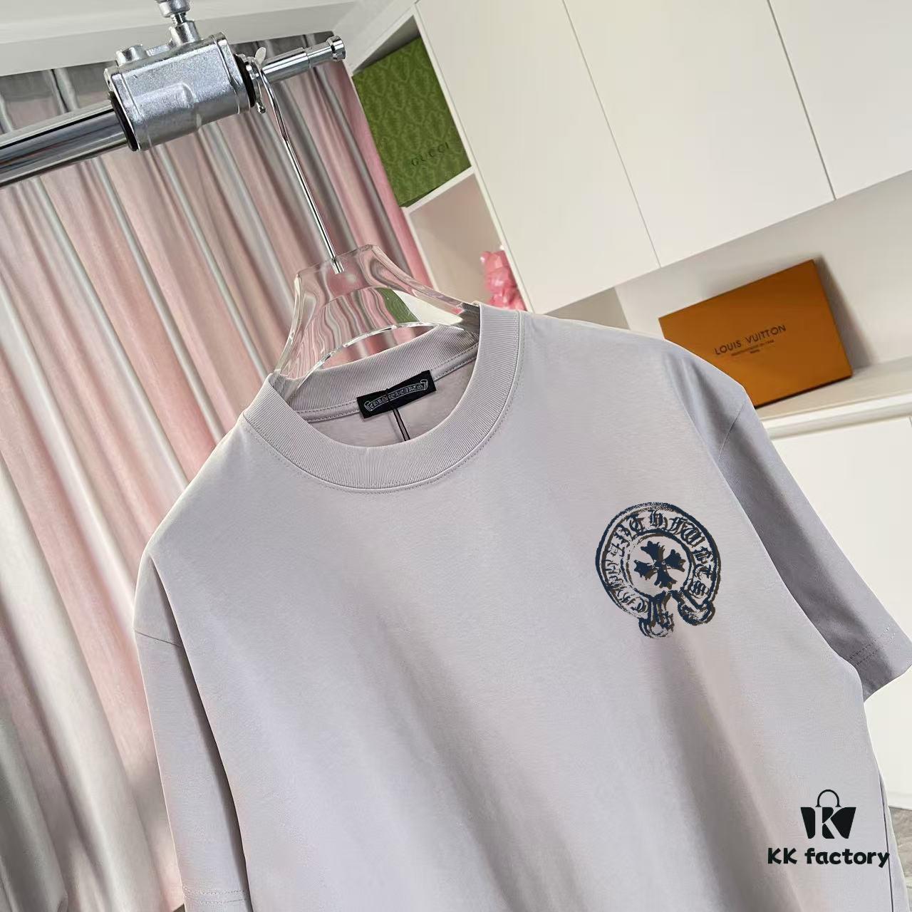 CH Crochet 2025 Summer New Arrival Buddhist Scripture Cross Hoof Print Short Sleeve T-Shirt Custom 300g Fabric Unisex