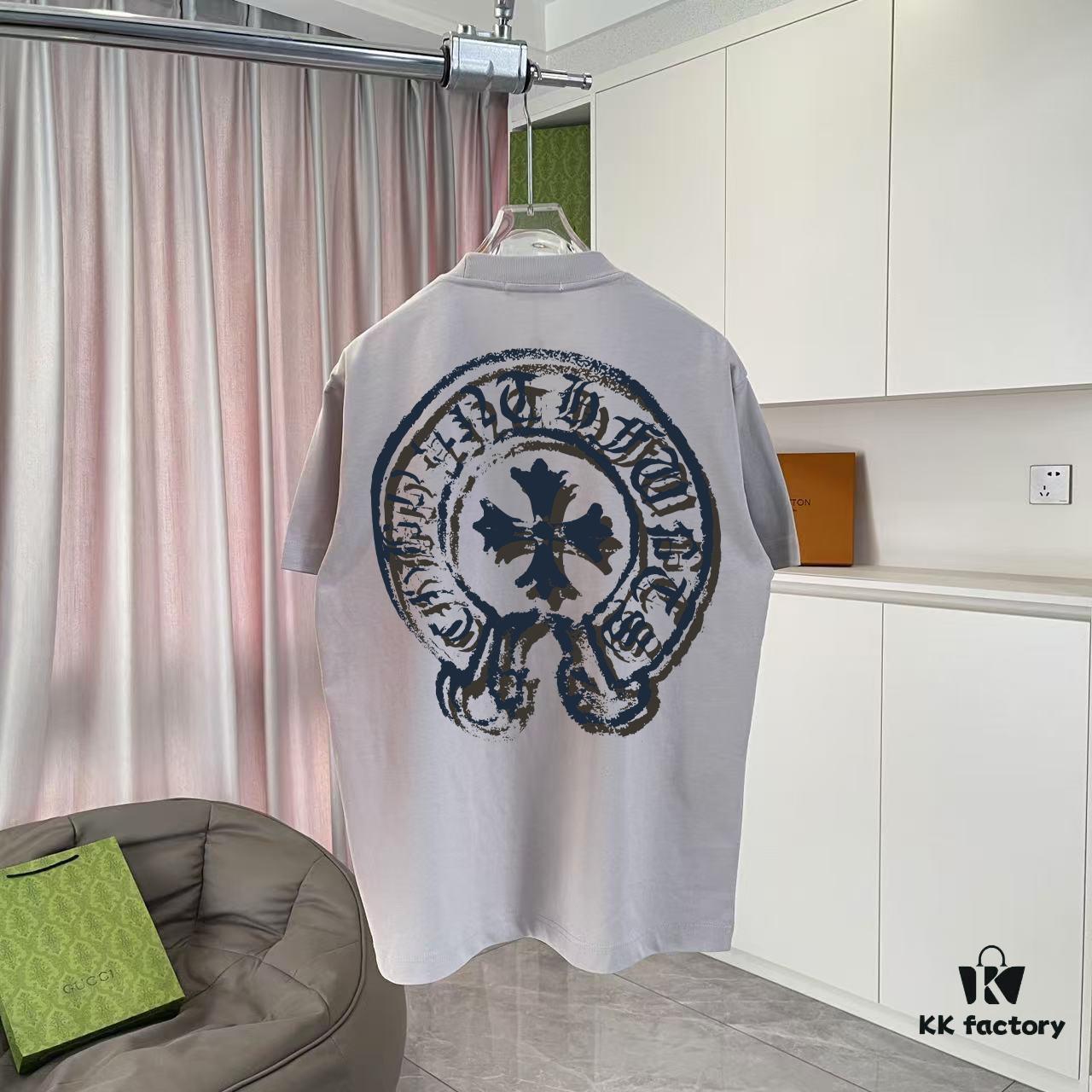 CH Crochet 2025 Summer New Arrival Buddhist Scripture Cross Hoof Print Short Sleeve T-Shirt Custom 300g Fabric Unisex