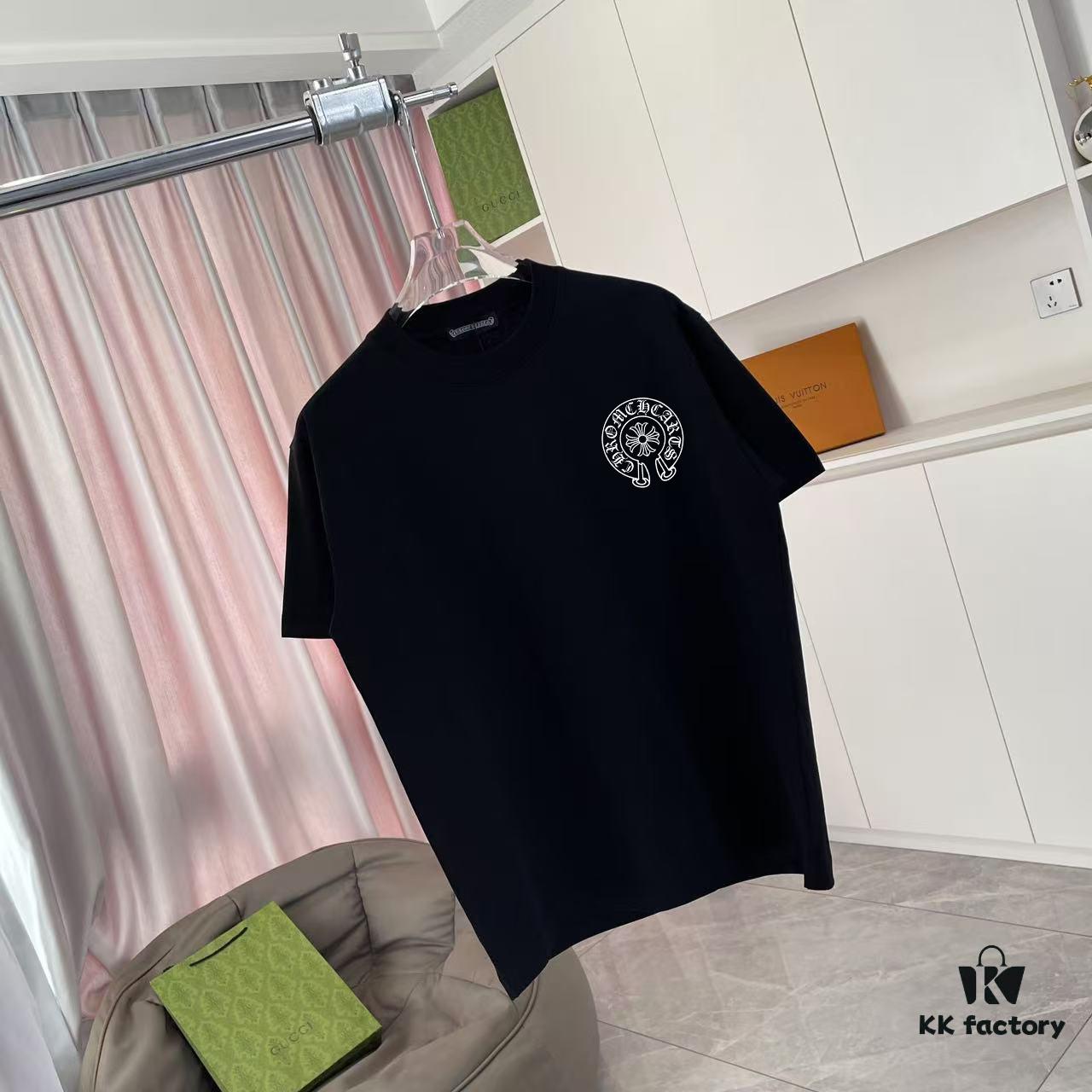 chクロ 2025 Summer New Arrival Buddhist Mantra Cross Horseshoe Print Short Sleeve T-Shirt Custom 300g Fabric Unisex