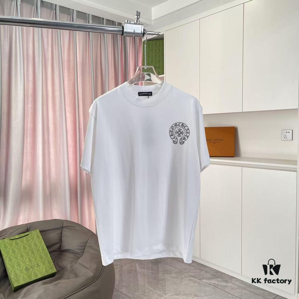 Ch Kro *2025 Summer New Arrival Buddhist Mantra Cross Horseshoe Print Short Sleeve T-Shirt Custom 300g Fabric Unisex