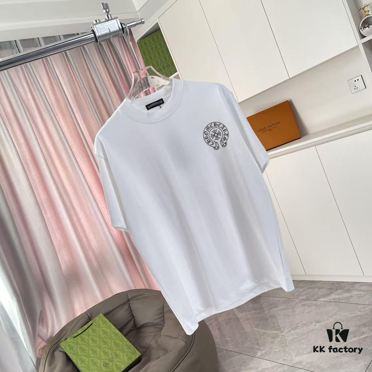 Ch Kro *2025 Summer New Arrival Buddhist Mantra Cross Horseshoe Print Short Sleeve T-Shirt Custom 300g Fabric Unisex