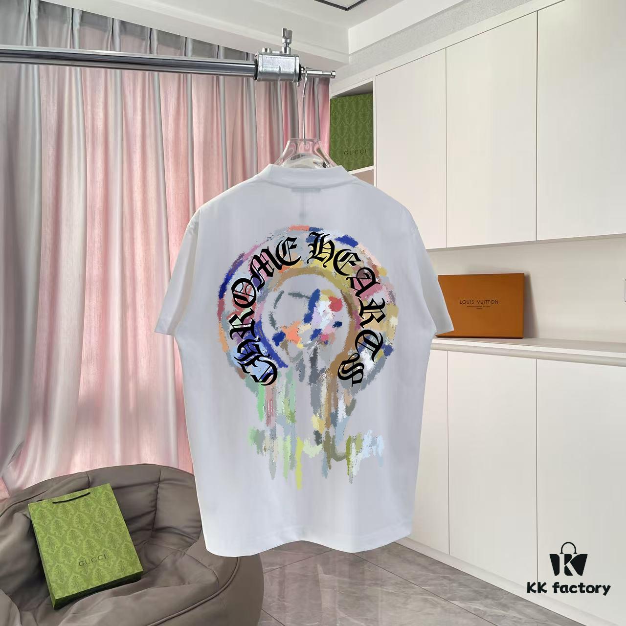 Ch Kro *2025 Summer New Arrival Buddhist Mantra Cross Horseshoe Print Short Sleeve T-Shirt Custom 300g Fabric Unisex