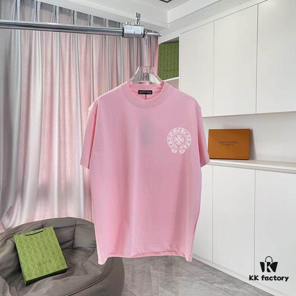 Ch Kro *2025 Summer New Arrival Buddhist Mantra Cross and Horseshoe Print Short Sleeve T-Shirt Custom 300g Fabric Unisex