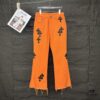Chrome Hearts 2025 New Limited Edition Bull Denim Pants with Cross Patch, Flared Washed Jeans