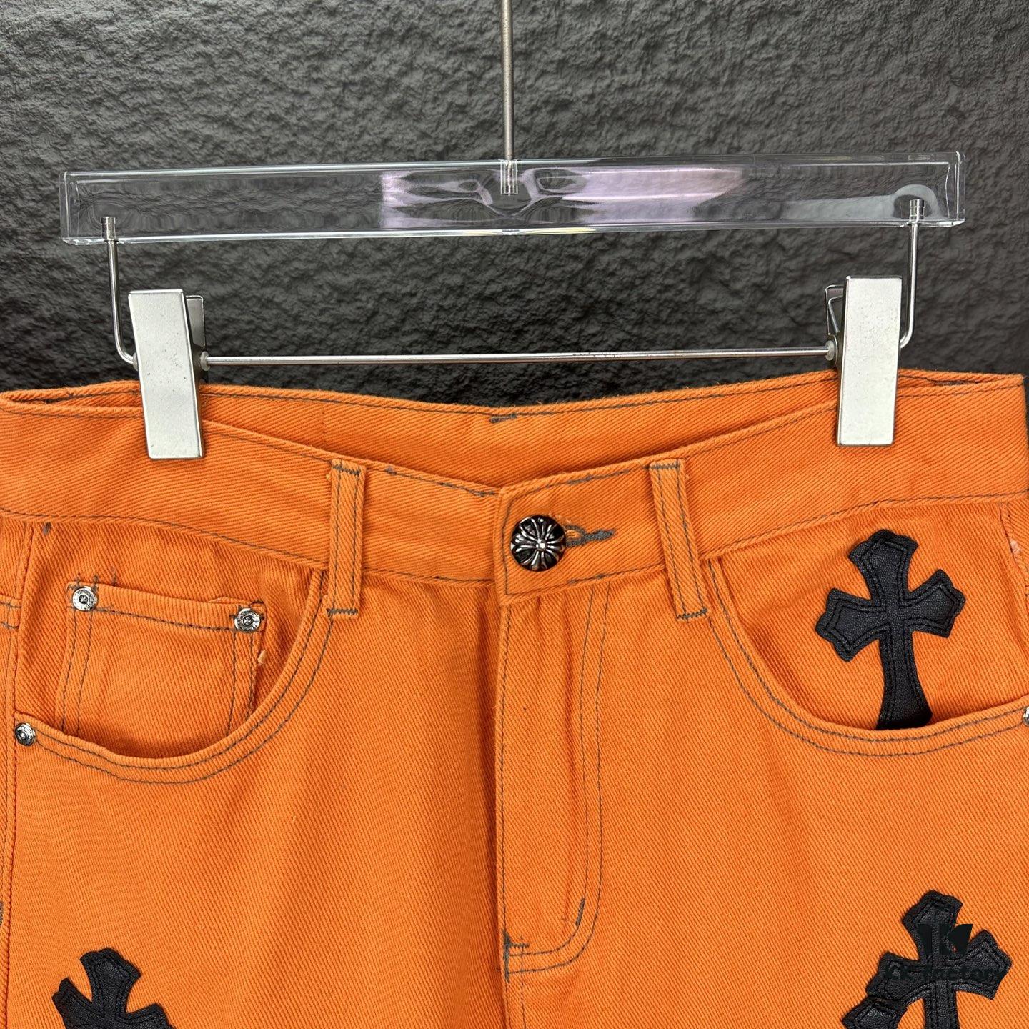 Chrome Hearts 2025 New Limited Edition Bull Denim Pants with Cross Patch, Flared Washed Jeans