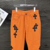 Chrome Hearts 2025 New Limited Edition Bull Denim Pants with Cross Patch, Flared Washed Jeans