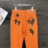 Chrome Hearts 2025 New Limited Edition Bull Denim Pants with Cross Patch, Flared Washed Jeans