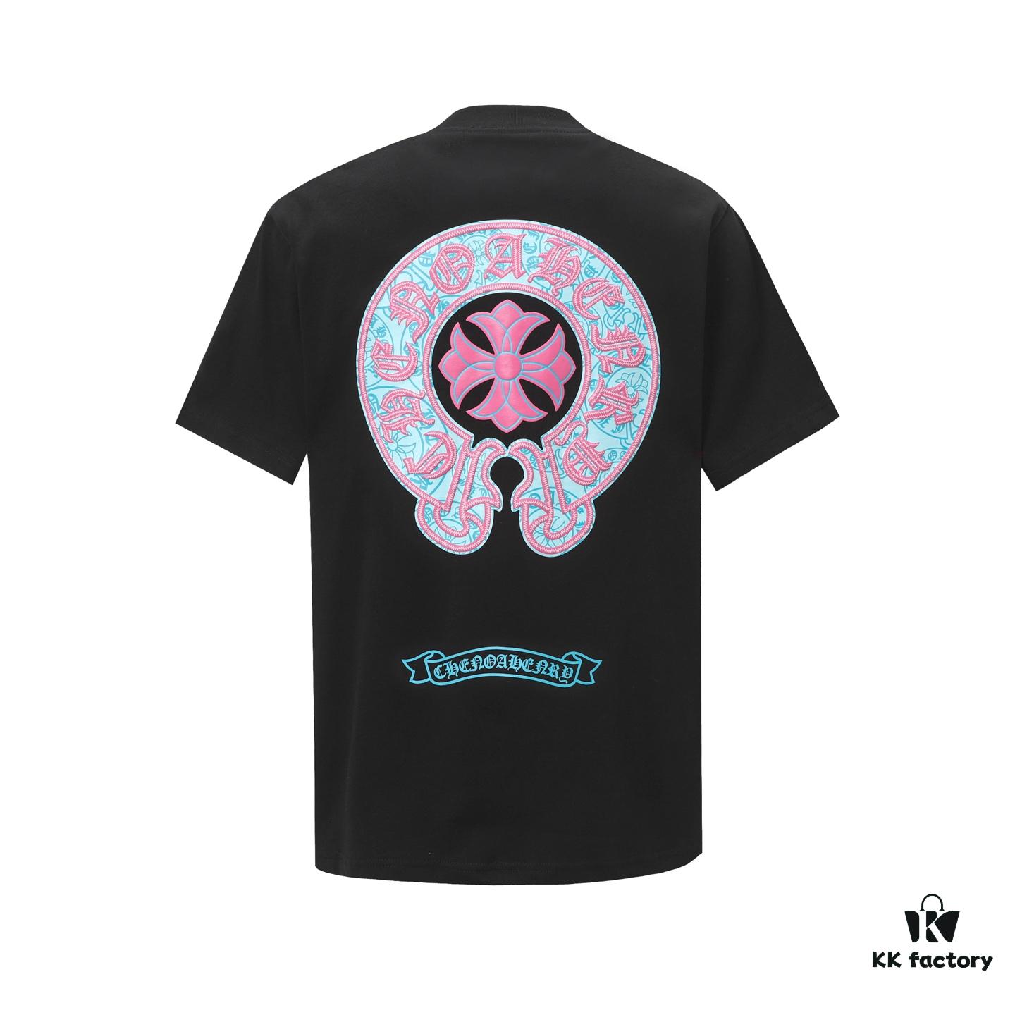 Chrome Hearts CH Horse Hoof Multicolor Painted Puff Print Short Sleeve T-Shirt