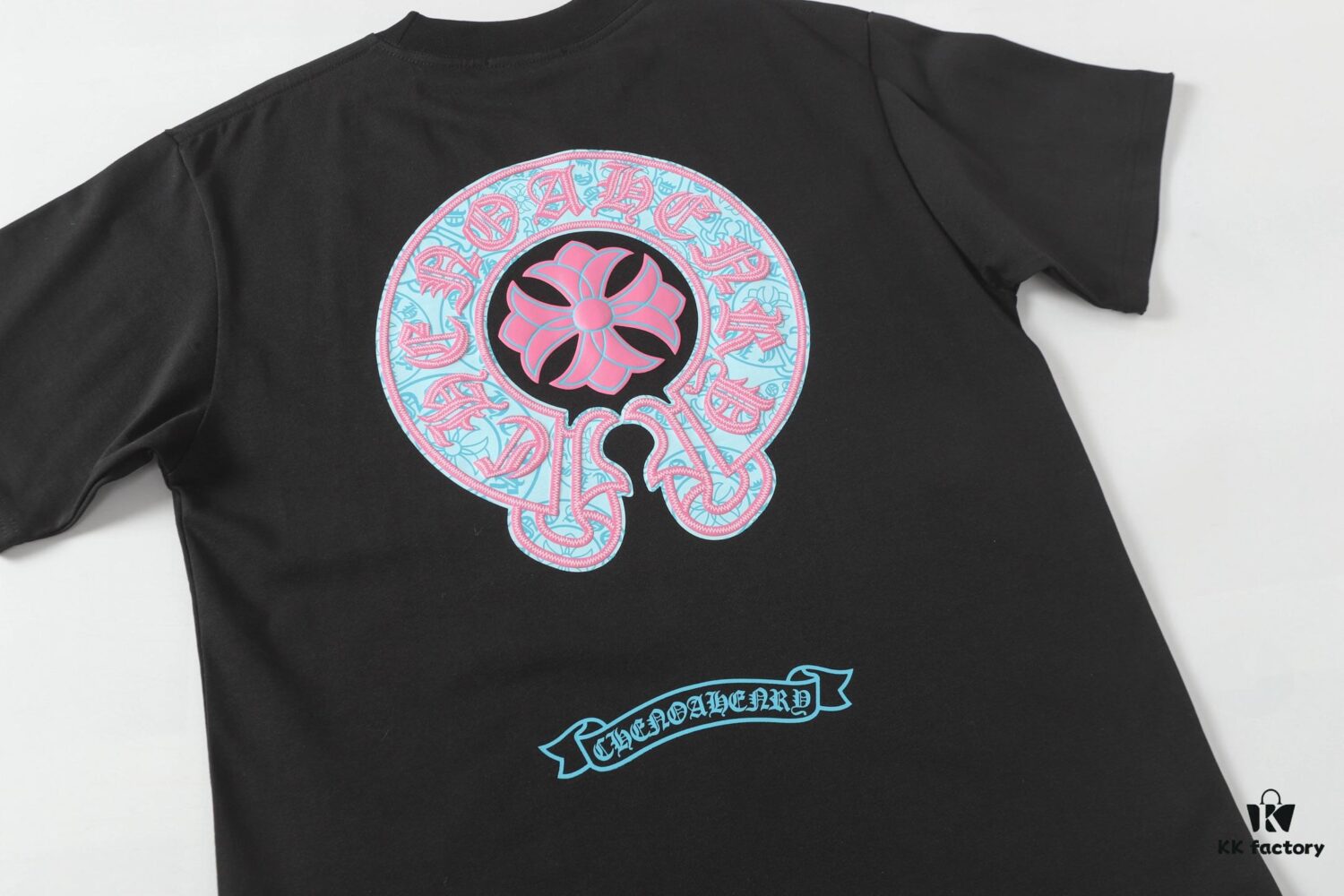 Chrome Hearts CH Horse Hoof Multicolor Painted Puff Print Short Sleeve T-Shirt