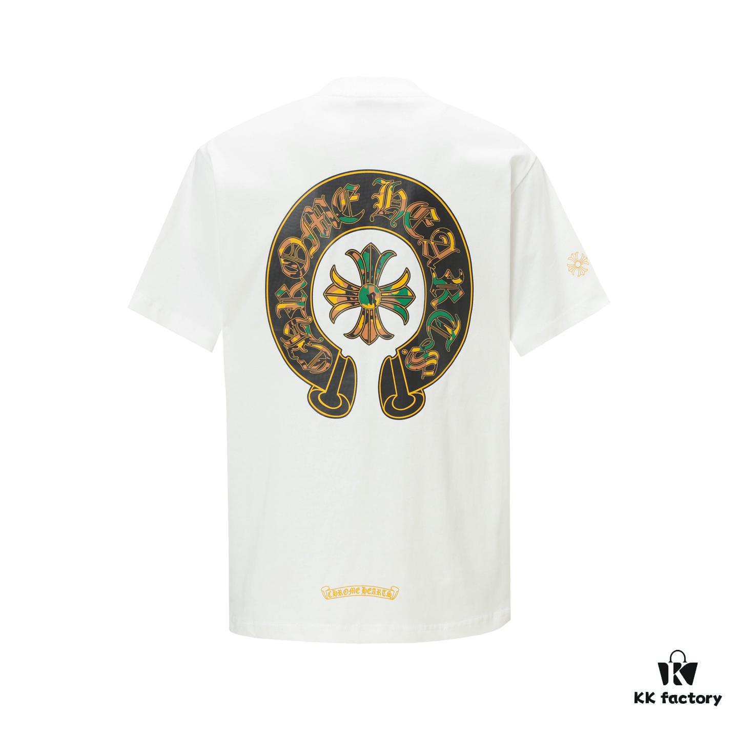 Chrome Hearts CH Cross Painted Horseshoe Short Sleeve T-Shirt