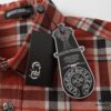 24FW Chrome Hearts New Striped Plaid Patchwork Silver Button Cardigan Shirt