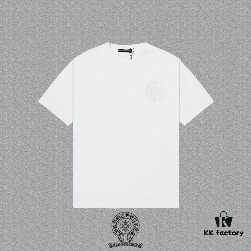 CH Chrome Hearts 2025FW Short Sleeve T-Shirt with Arched Bridge Embroidery and Hollow Stitching, Premium 26s Double-Yarn 300g Fabric, Heavyweight Material, Custom Ribbed Trim with Matching Dye, Full Triple Labeling, Unisex Design