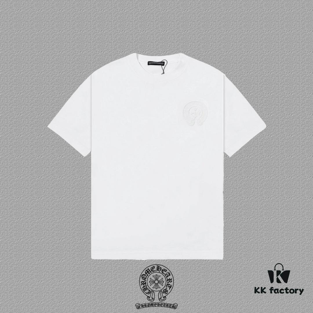 CH Chrome Hearts 2025FW Short Sleeve T-Shirt with Arched Bridge Embroidery and Hollow Stitching, Premium 26s Double-Yarn 300g Fabric, Heavyweight Material, Custom Ribbed Trim with Matching Dye, Full Triple Labeling, Unisex Design