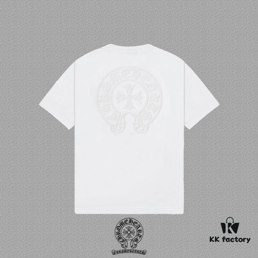 CH Chrome Hearts 2025FW Short Sleeve T-Shirt with Arched Bridge Embroidery and Hollow Stitching, Premium 26s Double-Yarn 300g Fabric, Heavyweight Material, Custom Ribbed Trim with Matching Dye, Full Triple Labeling, Unisex Design