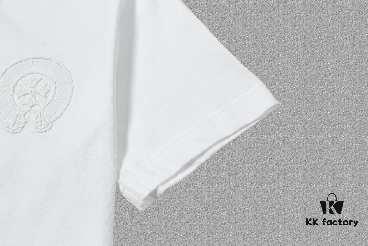 CH Chrome Hearts 2025FW Short Sleeve T-Shirt with Arched Bridge Embroidery and Hollow Stitching, Premium 26s Double-Yarn 300g Fabric, Heavyweight Material, Custom Ribbed Trim with Matching Dye, Full Triple Labeling, Unisex Design