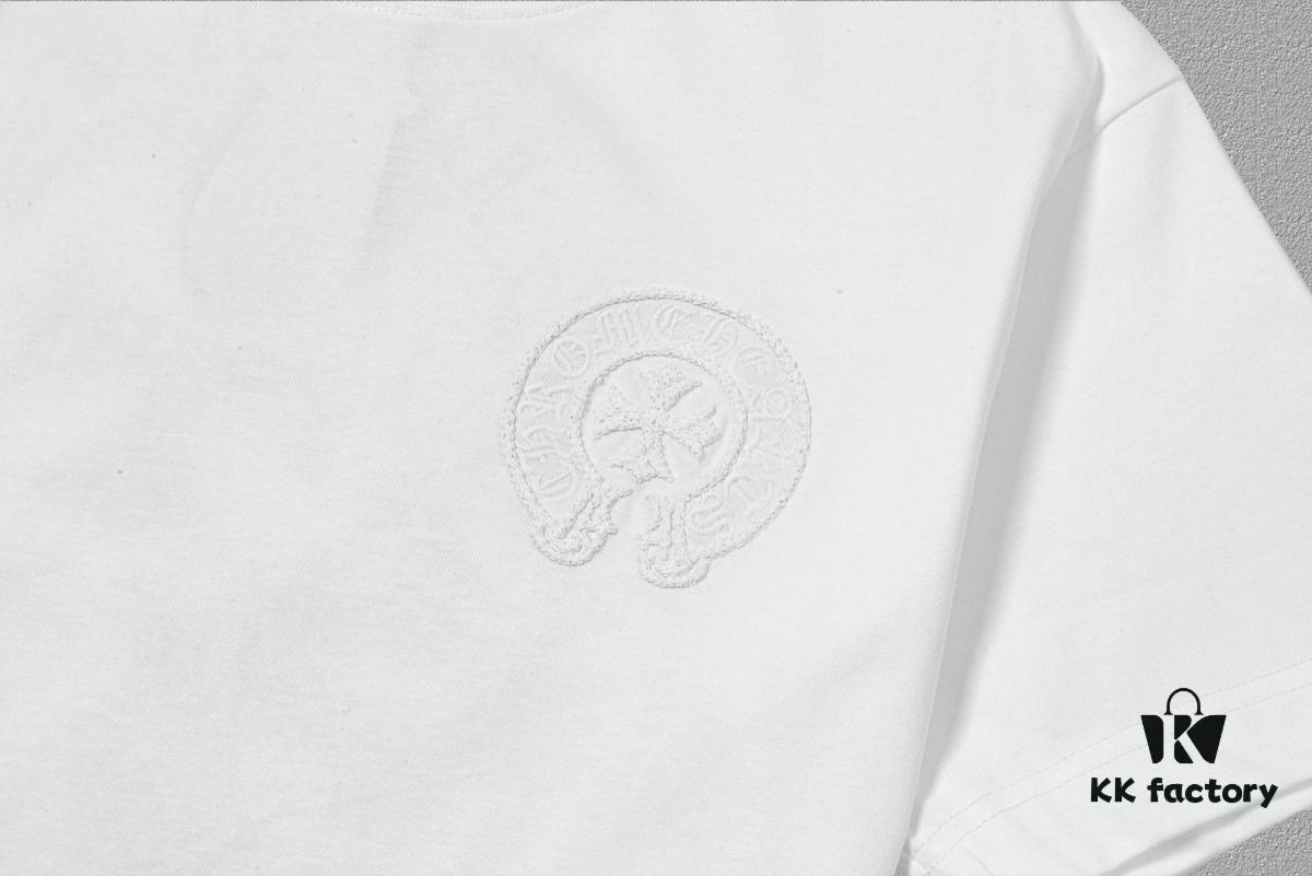 CH Chrome Hearts 2025FW Short Sleeve T-Shirt with Arched Bridge Embroidery and Hollow Stitching, Premium 26s Double-Yarn 300g Fabric, Heavyweight Material, Custom Ribbed Trim with Matching Dye, Full Triple Labeling, Unisex Design