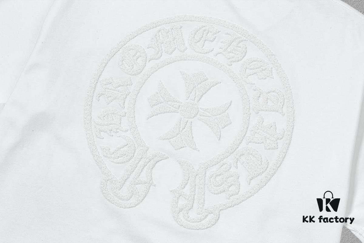 CH Chrome Hearts 2025FW Short Sleeve T-Shirt with Arched Bridge Embroidery and Hollow Stitching, Premium 26s Double-Yarn 300g Fabric, Heavyweight Material, Custom Ribbed Trim with Matching Dye, Full Triple Labeling, Unisex Design