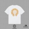 CH Chrome Hearts 2025FW Short Sleeve T-Shirt with Arched Bridge Embroidery and Hollow Stitching, Premium 26s Double Yarn 300g Fabric, Heavyweight Material with Custom Ribbed Knit Cuffs Dyed in Same Dye Lot, Full Triple Labeling, Unisex Design