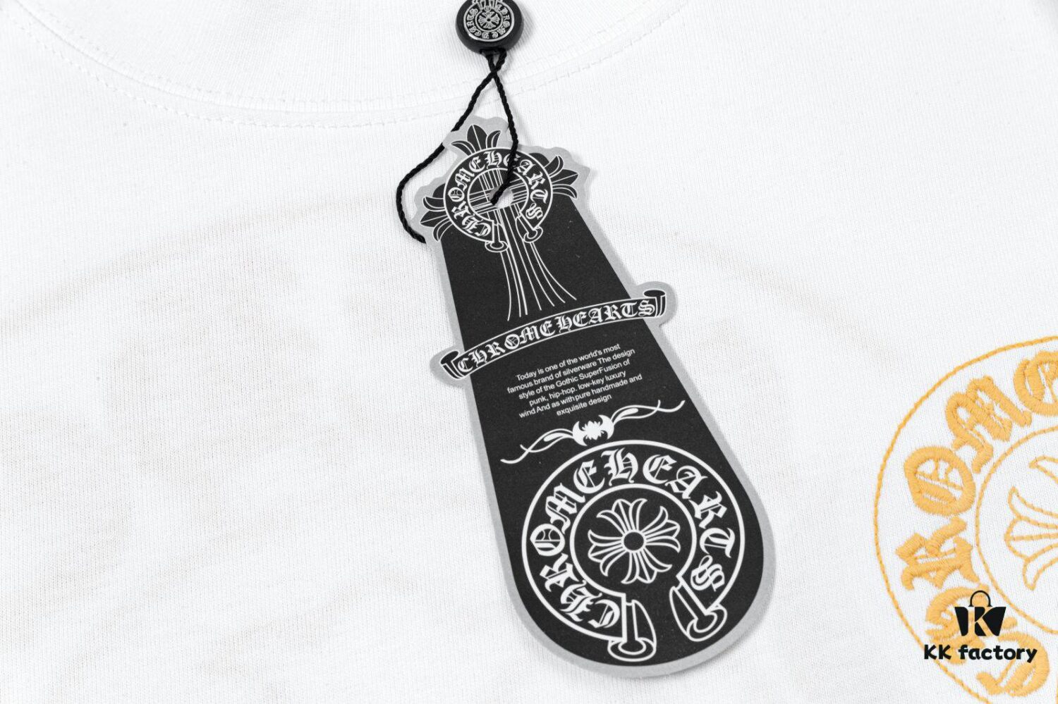 CH Chrome Hearts 2025FW Short Sleeve T-Shirt with Arched Bridge Embroidery and Hollow Stitching, Premium 26s Double Yarn 300g Fabric, Heavyweight Material with Custom Ribbed Knit Cuffs Dyed in Same Dye Lot, Full Triple Labeling, Unisex Design