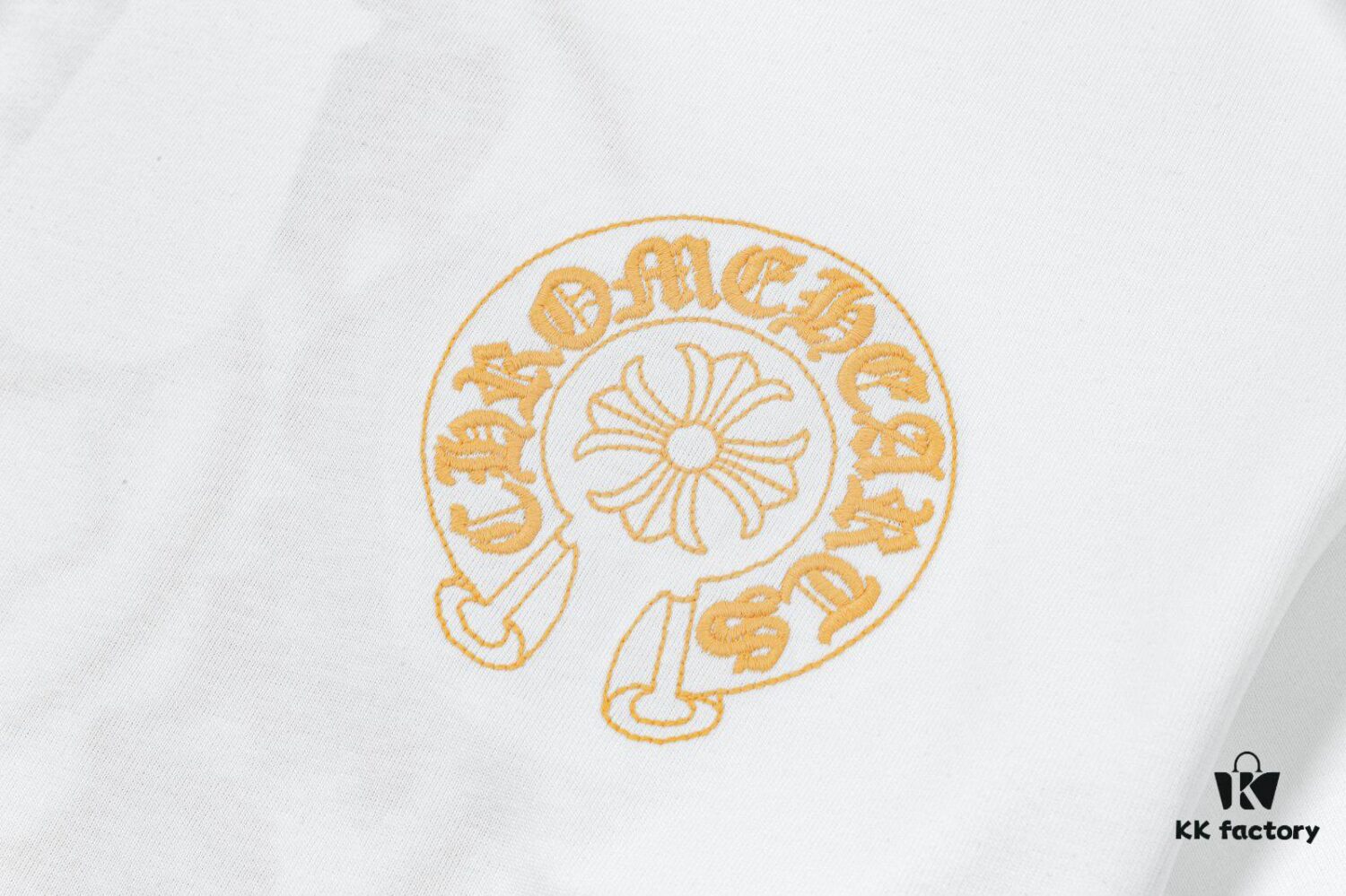 CH Chrome Hearts 2025FW Short Sleeve T-Shirt with Arched Bridge Embroidery and Hollow Stitching, Premium 26s Double Yarn 300g Fabric, Heavyweight Material with Custom Ribbed Knit Cuffs Dyed in Same Dye Lot, Full Triple Labeling, Unisex Design