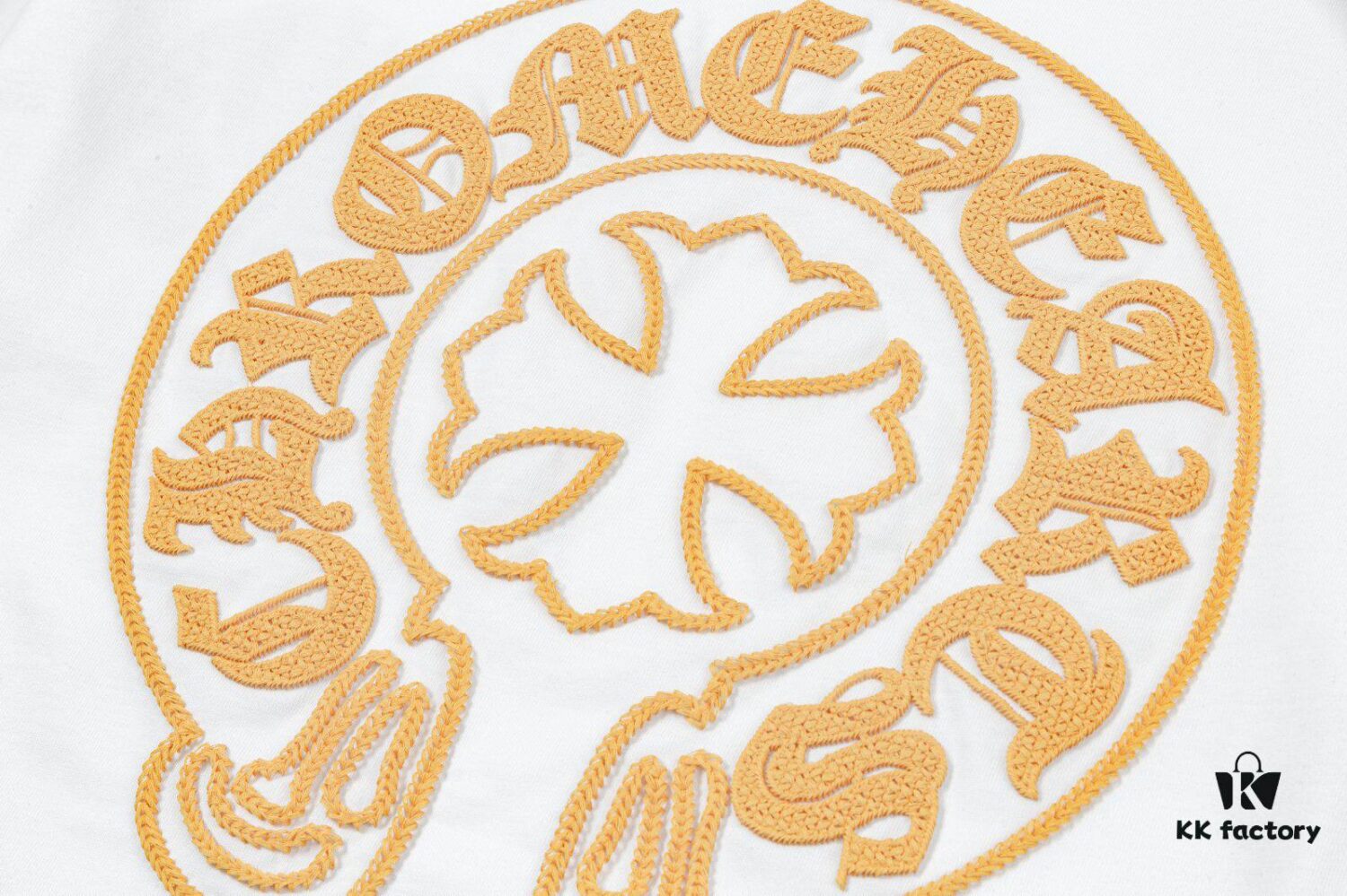 CH Chrome Hearts 2025FW Short Sleeve T-Shirt with Arched Bridge Embroidery and Hollow Stitching, Premium 26s Double Yarn 300g Fabric, Heavyweight Material with Custom Ribbed Knit Cuffs Dyed in Same Dye Lot, Full Triple Labeling, Unisex Design