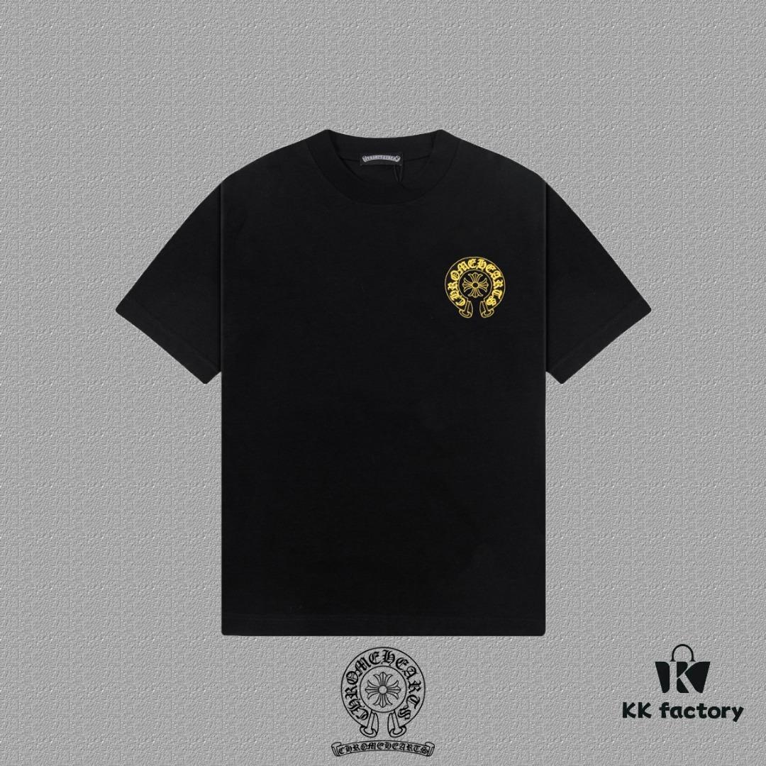 CH Chrome Hearts 2025FW Short Sleeve T-Shirt with Arch Bridge Embroidery and Hollow-Out Design, Premium 26s Double-Yarn 300g Fabric, Heavyweight Material, Custom Spandex Ribbing Dyed in Same Dye Batch, Complete Three-Label Set, Unisex Style