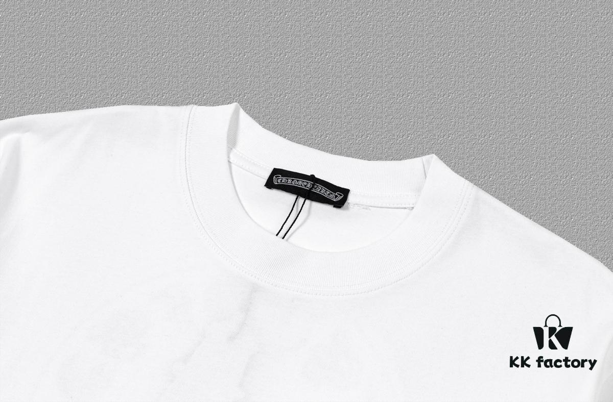 CH Chrome Hearts 2025FW Short Sleeve T-Shirt with Applique Embroidery, Premium 26s Double Yarn 300g Fabric, Heavyweight Material, Custom Stretch Ribbing Dyed in Same Dye Batch, Complete Three-Label Set, Unisex Design