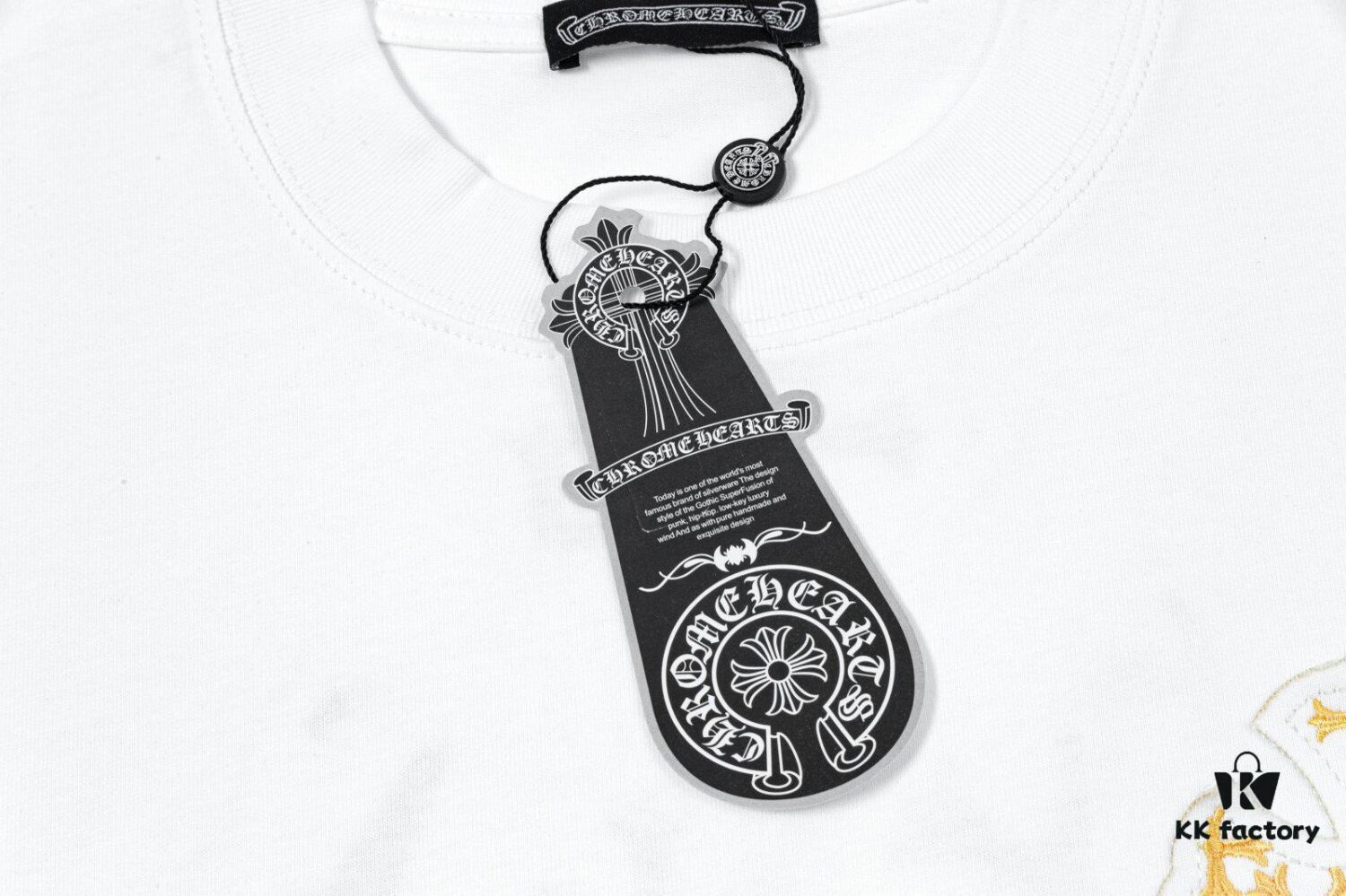 CH Chrome Hearts 2025FW Short Sleeve T-Shirt with Applique Embroidery, Premium 26s Double Yarn 300g Fabric, Heavyweight Material, Custom Stretch Ribbing Dyed in Same Dye Batch, Complete Three-Label Set, Unisex Design