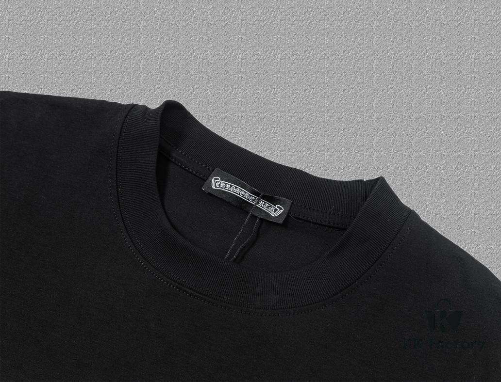 CH Chrome Hearts 2025FW Short Sleeve T-Shirt with Applique Embroidery, Premium 26s Double Yarn 300g Fabric, Heavyweight Material, Custom Lycra Ribbing Dyed in Same Dye Lot, Complete Three Labels, Unisex Design