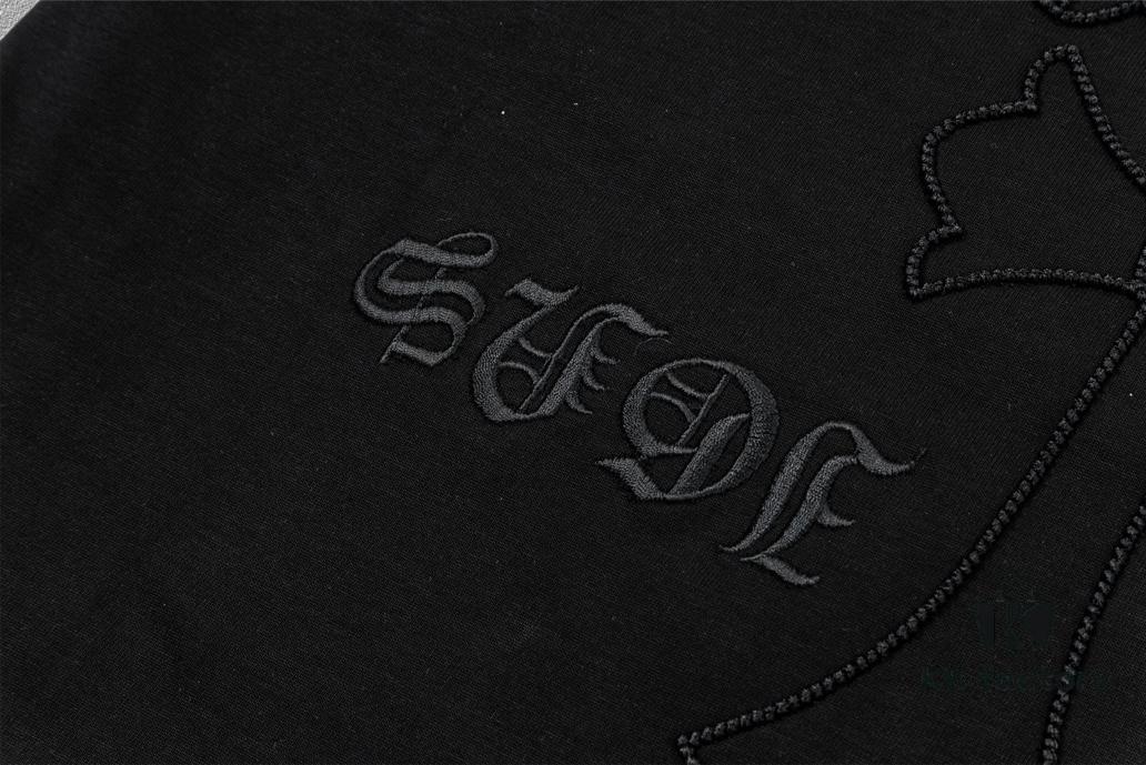 CH Chrome Hearts 2025FW Short Sleeve T-Shirt with Applique Embroidery, Premium 26s Double Yarn 300g Fabric, Heavyweight Material, Custom Lycra Ribbing Dyed in Same Dye Lot, Complete Three Labels, Unisex Design