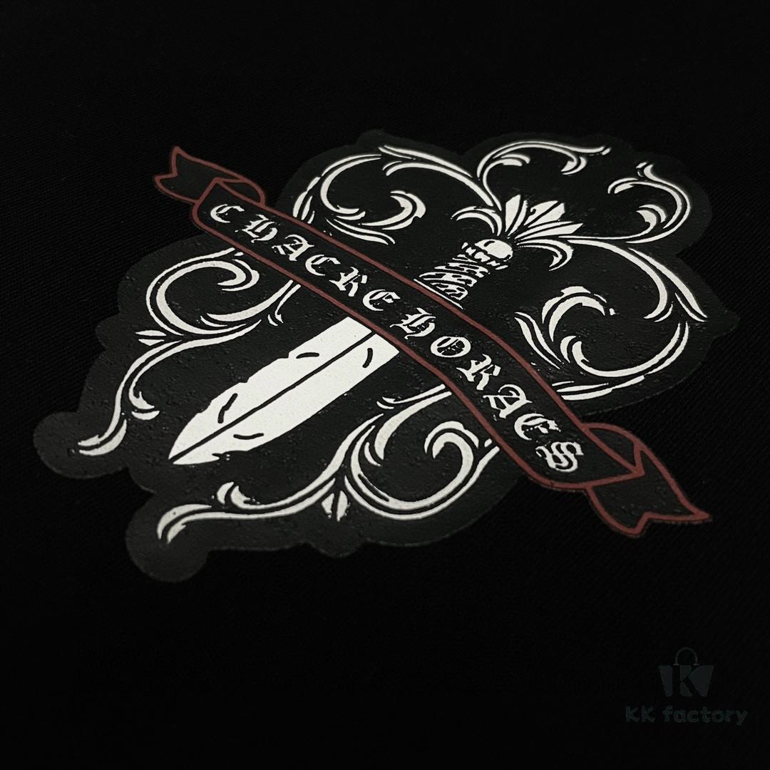 CH Crooked Heart 25SS Spring Collection Sanskrit 3D Embroidered Logo Heavyweight Washed Short Sleeve Round Neck T-Shirt Unisex