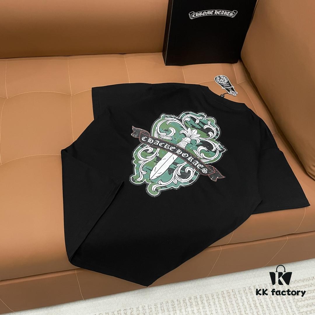 CH Crocodile Heart 25SS Early Spring New Arrival Sanskrit 3D Embroidered Logo Short Sleeve Round Neck T-Shirt Unisex