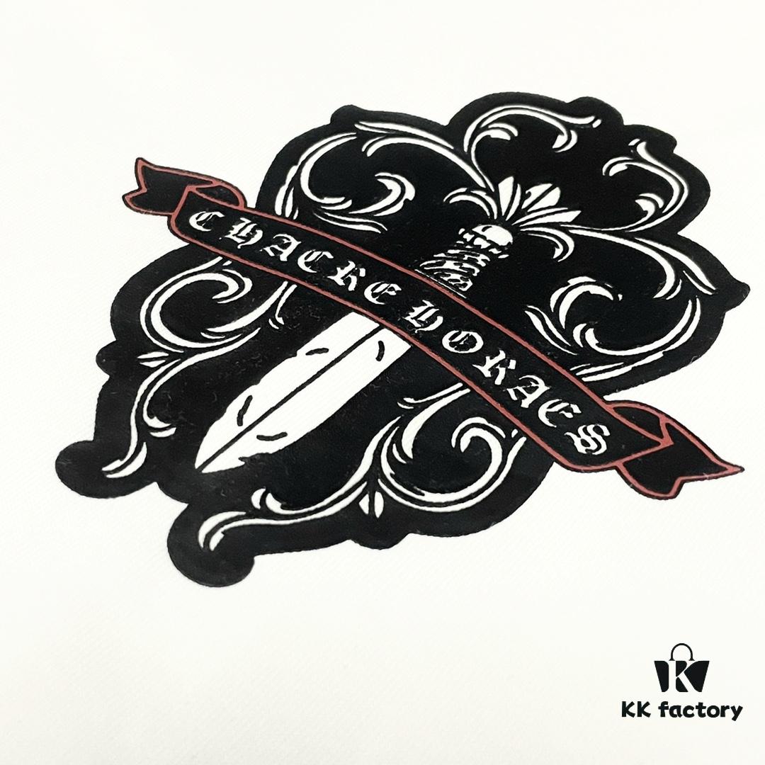 CH➡️ Chrome Hearts 25SS Spring New Arrival Sanskrit 3D Embroidery Logo Heavyweight Washed Short Sleeve Round Neck T-Shirt Unisex