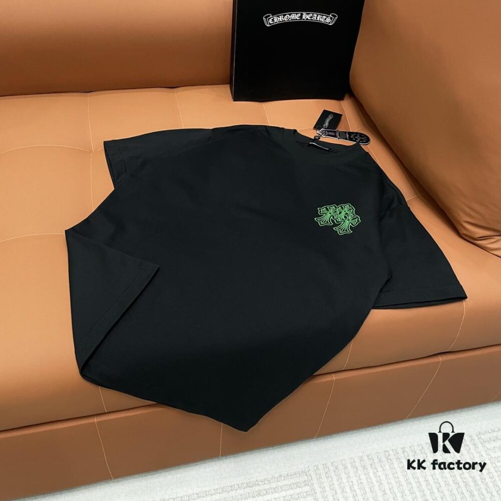 CH Crocodile Heart Graffiti Embroidery Sanskrit Logo Heavyweight 320g Pure Cotton Crew Neck T-Shirt Unisex