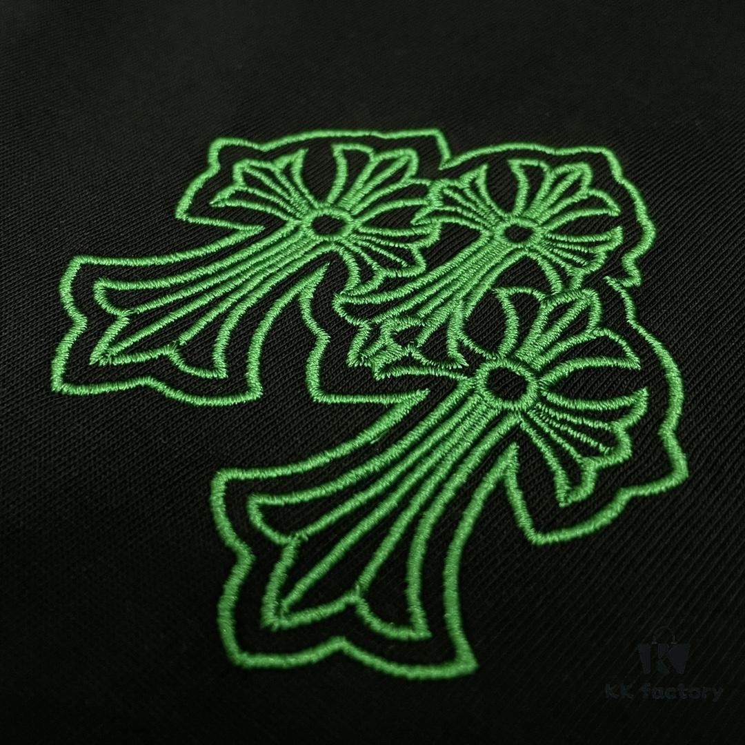 CH Crocodile Heart Graffiti Embroidery Sanskrit Logo Heavyweight 320g Pure Cotton Crew Neck T-Shirt Unisex