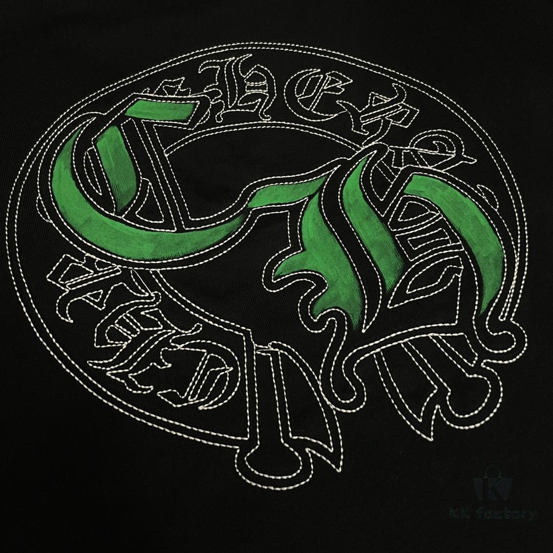 CH Crocodile Heart Graffiti Embroidery Sanskrit Logo Heavyweight 320g Pure Cotton Crew Neck T-Shirt Unisex