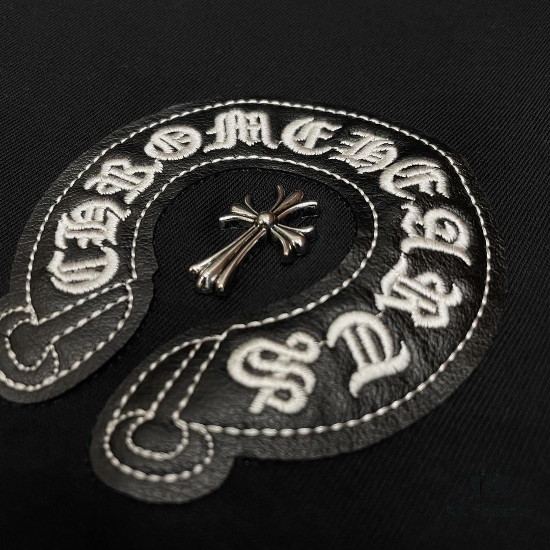 CH - Chrome Hearts Heavyweight Metal Horse Hoof with Sanskrit Embroidery Logo Short Sleeve Crew Neck T-Shirt Unisex