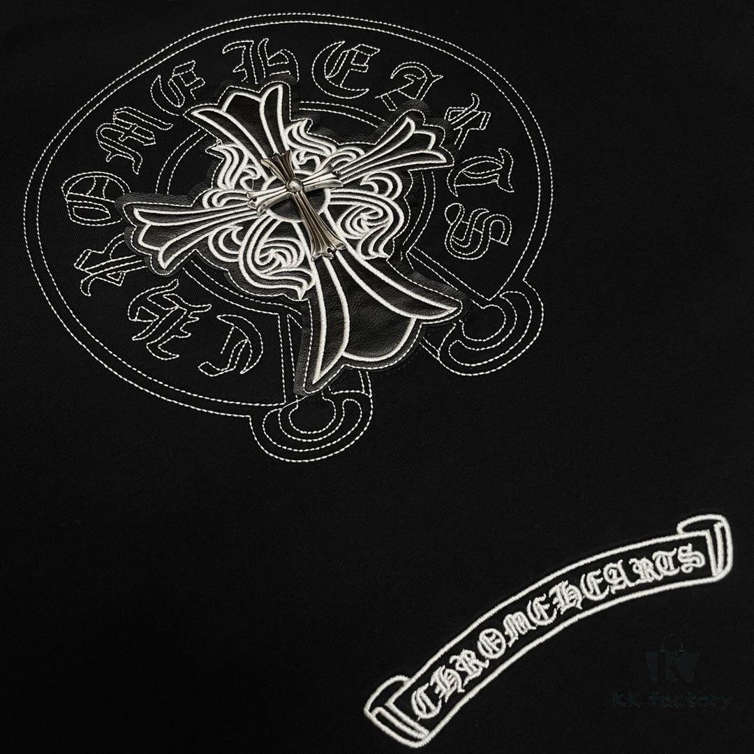 CH - Chrome Hearts Heavyweight Metal Horse Hoof with Sanskrit Embroidery Logo Short Sleeve Crew Neck T-Shirt Unisex